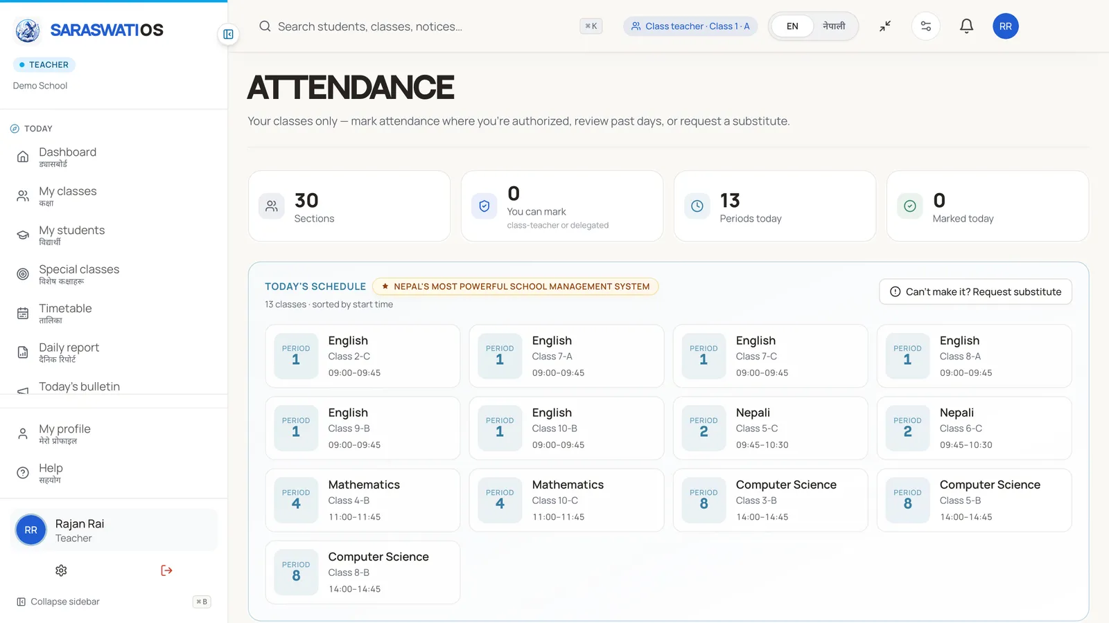 30-second attendance roll-call